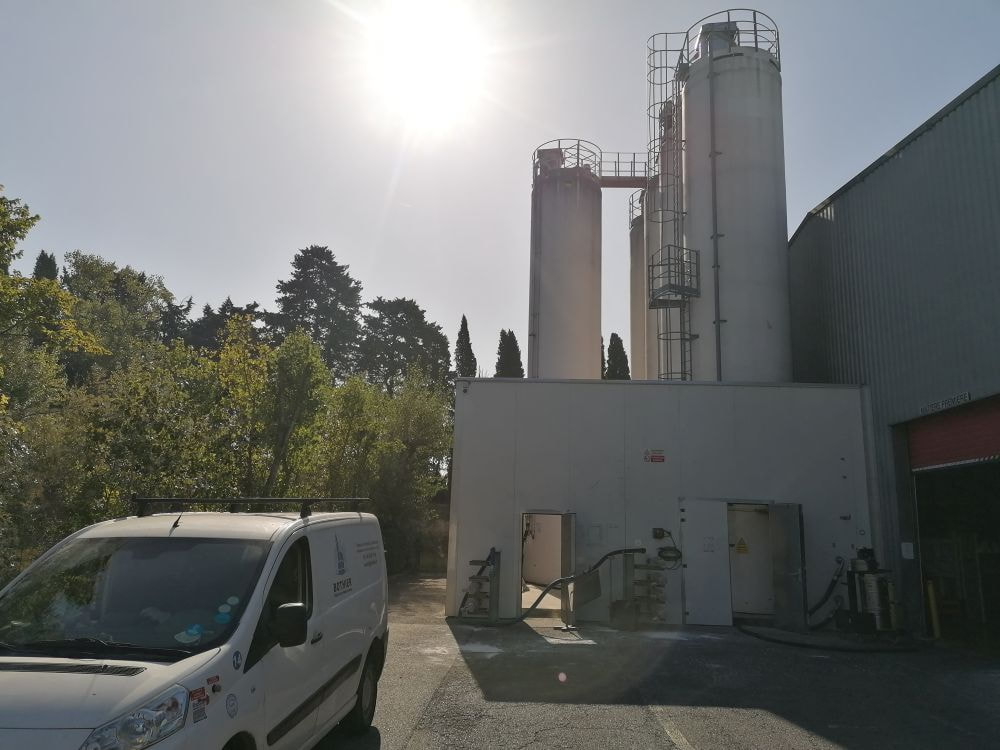 Chantier en zone ATEX dans un silo de farine à Aubignan (Vaucluse (84))