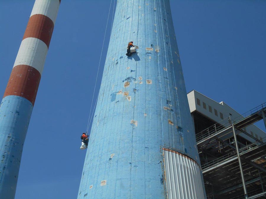 Contrôle des cheminées à EDF Ponteau Lavera